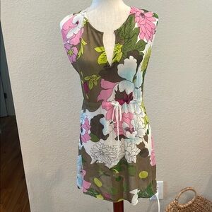 NWT AVA Floral Sleeveless Coverup with Tie Waist Sz 2